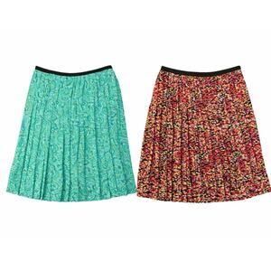 Bundle of 2 Kim Rogers Petite Skirts PL Elastic Waist Floral Paisley
